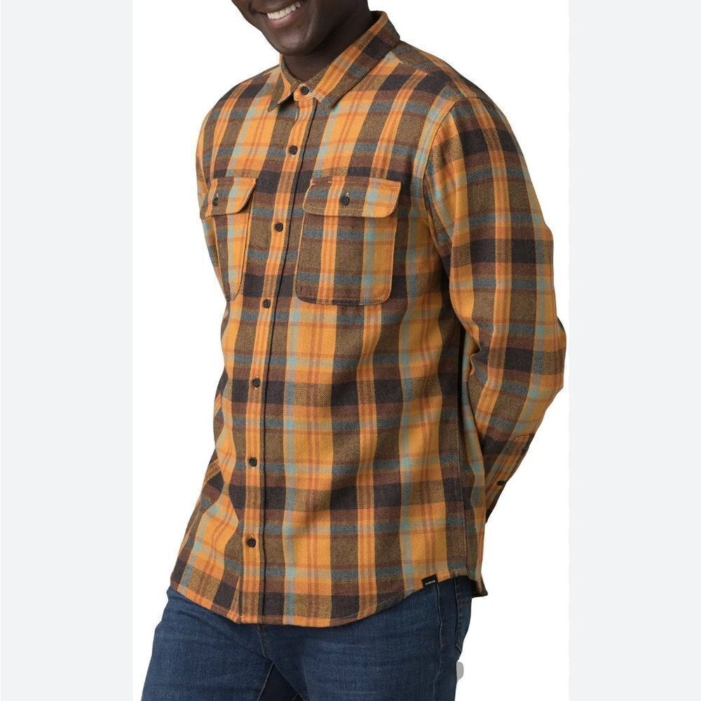 PRANA Westbrook Flannel Yellow Plaid Size Large